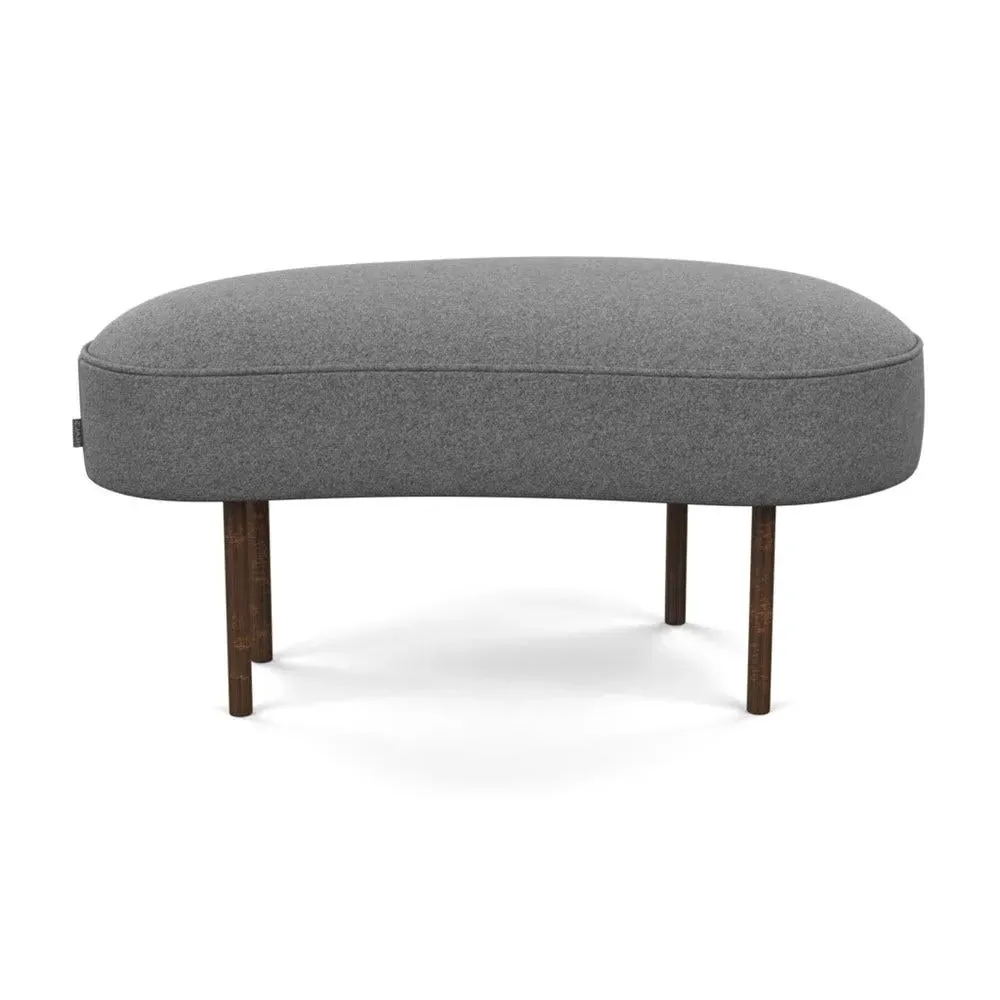 Small Ottoman with Bronze Feet - Grey, Wool