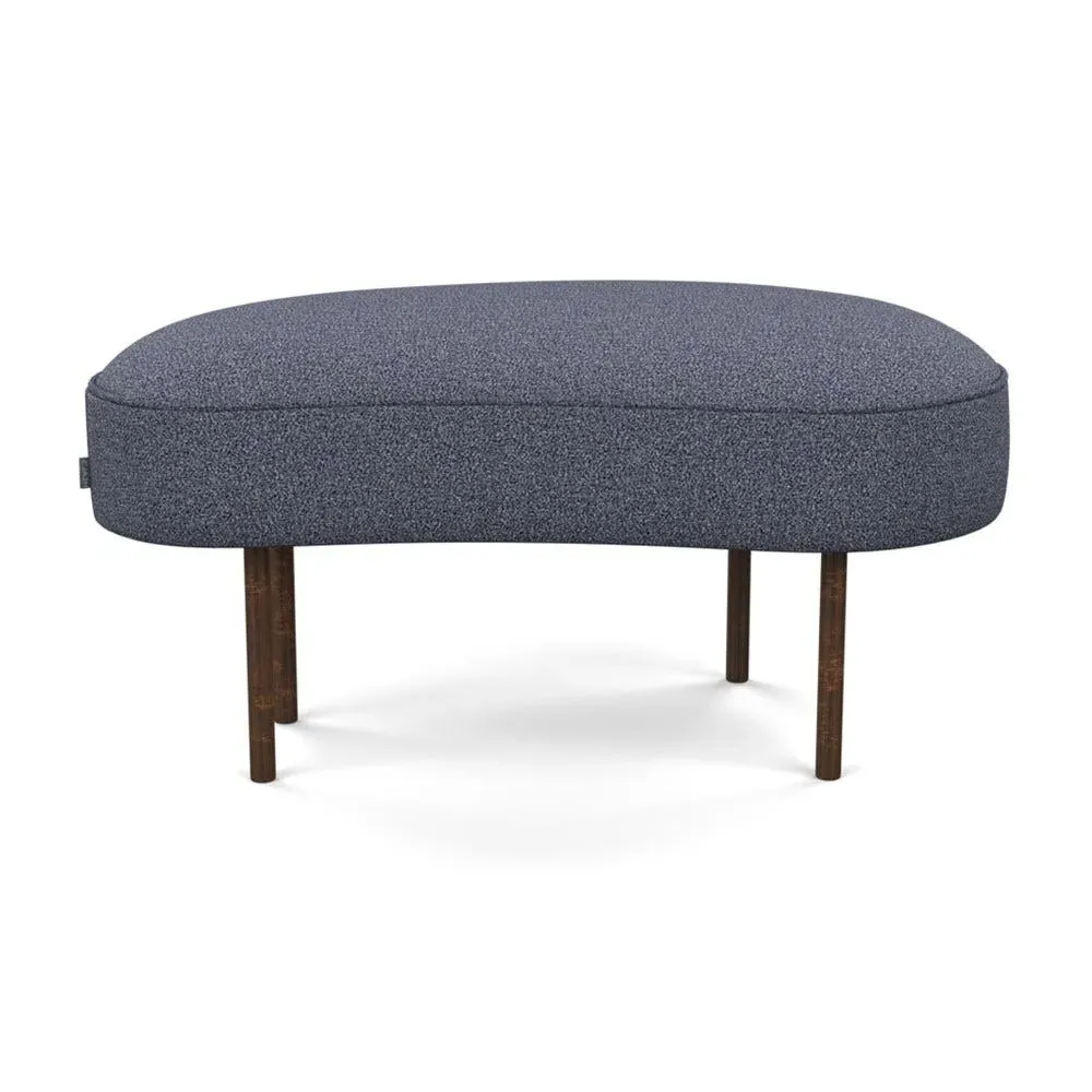 Small Ottoman with Bronze Feet - Navy, Boucle