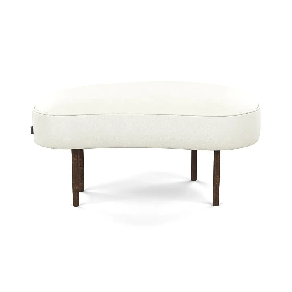 Small Ottoman with Bronze Feet - White, Leather