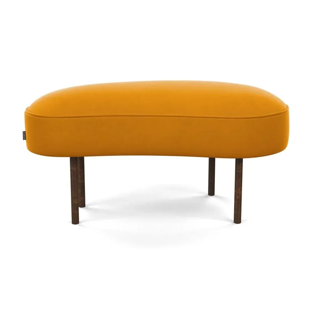 Small Ottoman with Bronze Feet - Yellow, Velvet