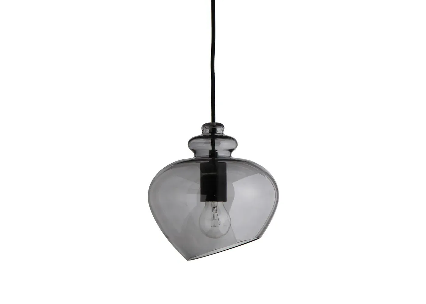 Small Pendant Light with Optic Mould - Smoke, Glass