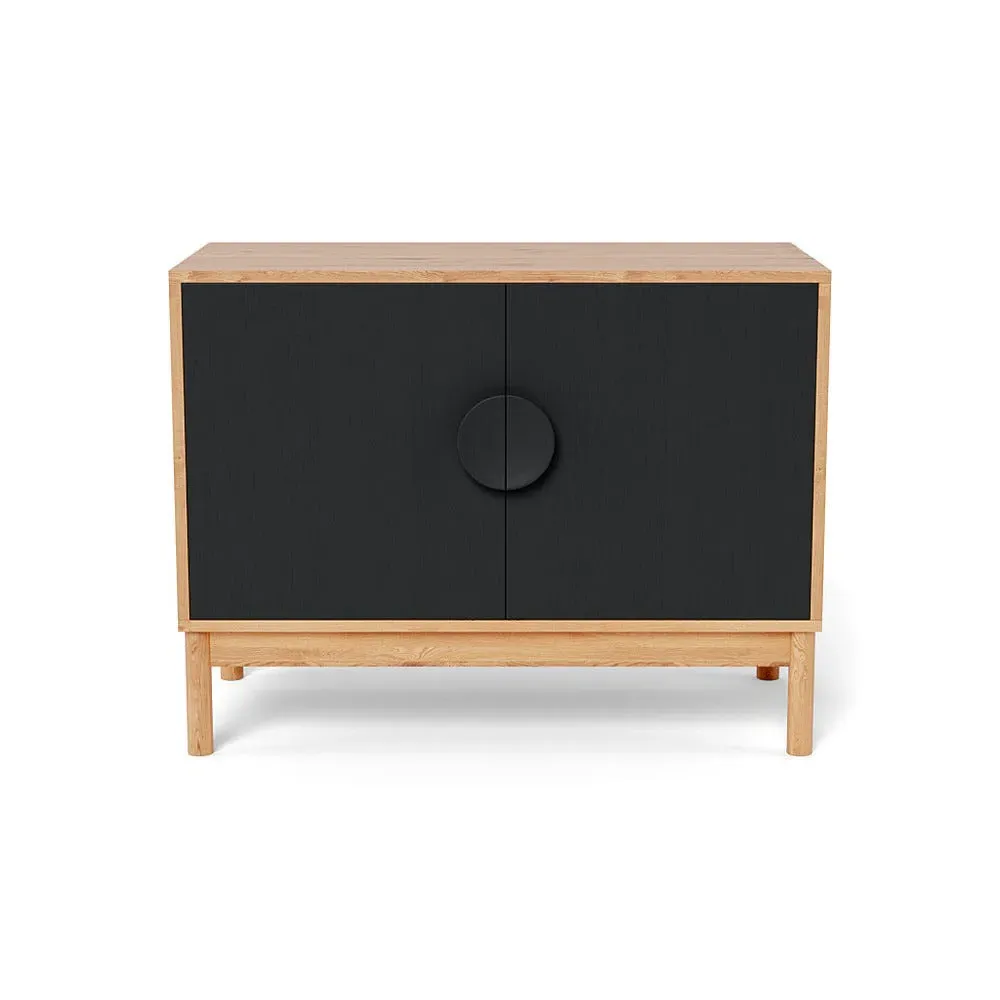 Small Sideboard with Black Doors - Oak