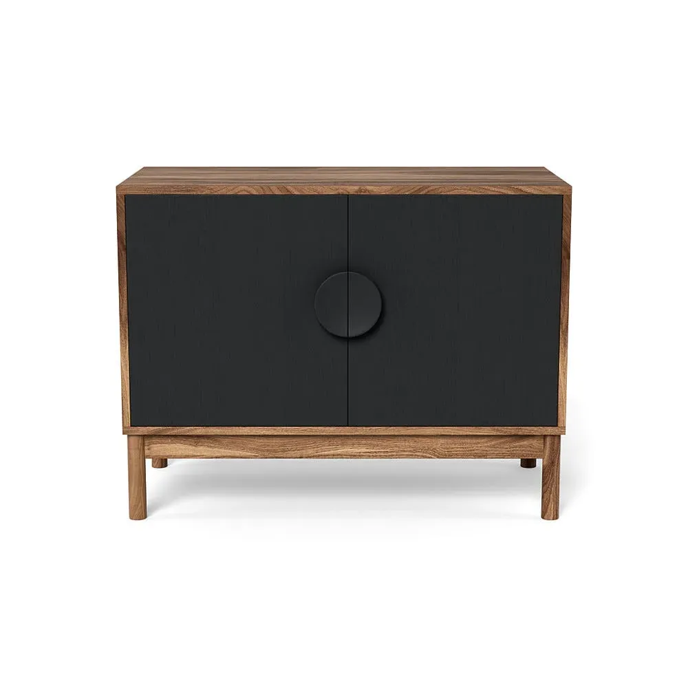 Small Sideboard with Black Doors - Walnut