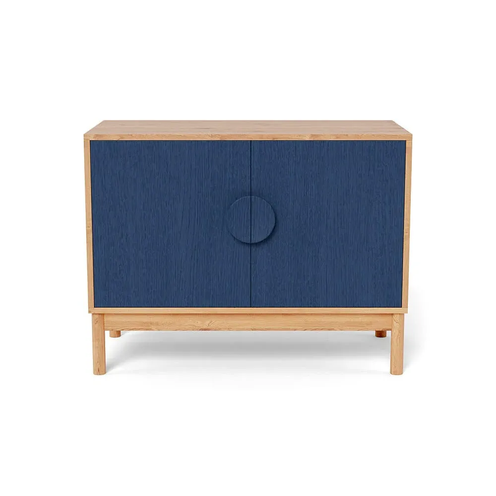 Small Sideboard with Blue Doors - Oak