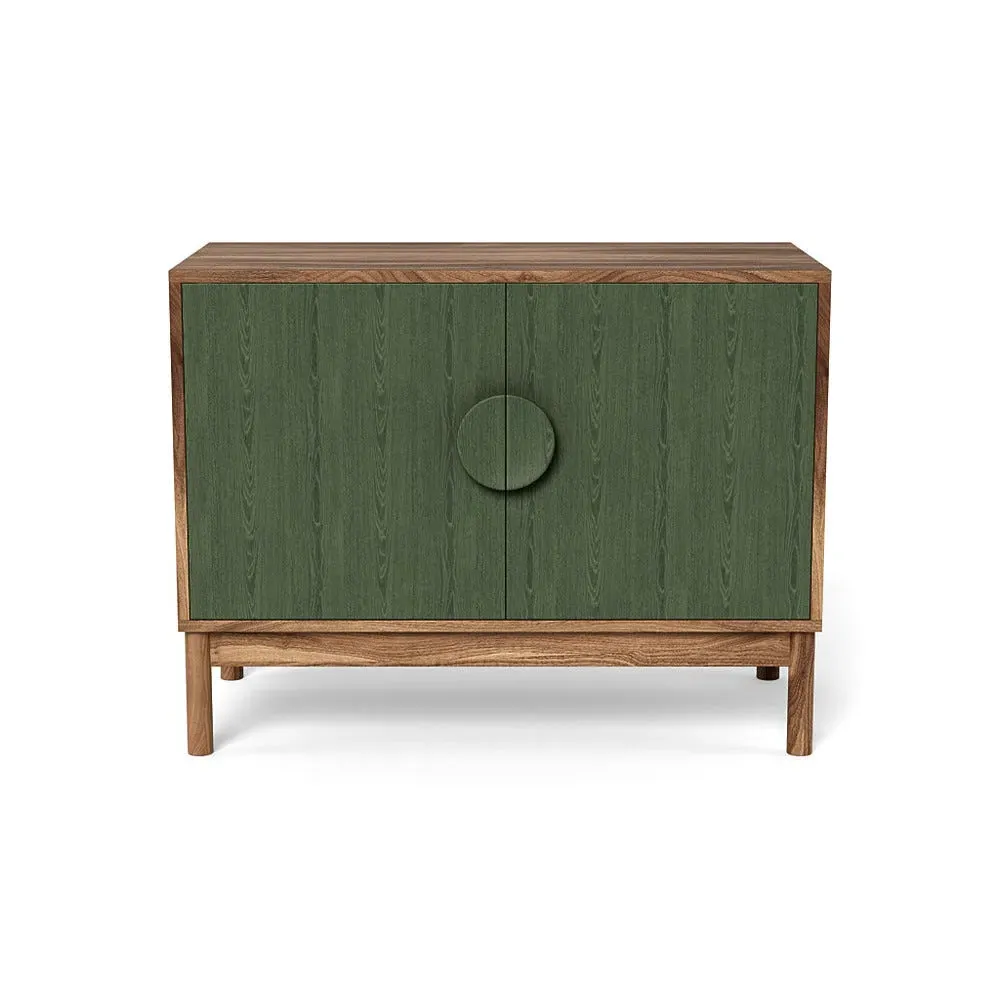 Small Sideboard with Green Doors - Walnut