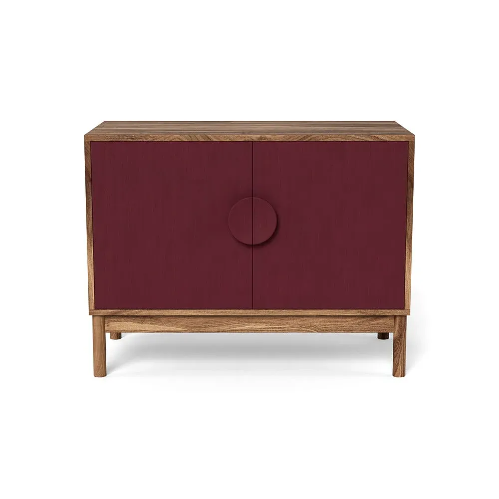 Small Sideboard with Red Doors - Walnut