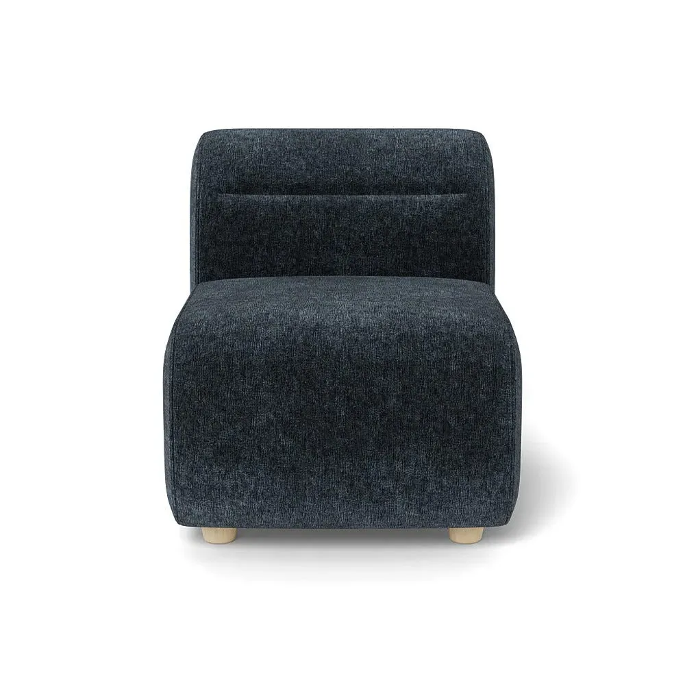 Small Single Sofa Module - Blue, Boucle Velvet