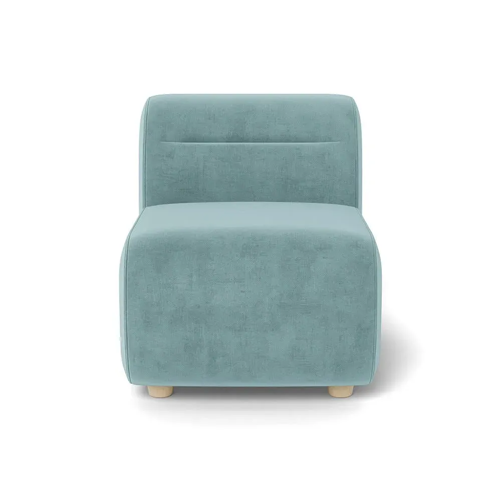 Small Single Sofa Module - Blue, Luxe Velvet