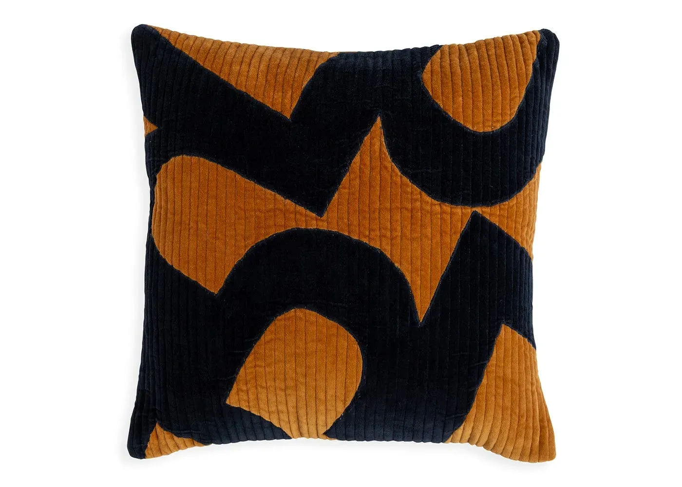 Square Cushion Cover - Orange & Navy, Fabric image