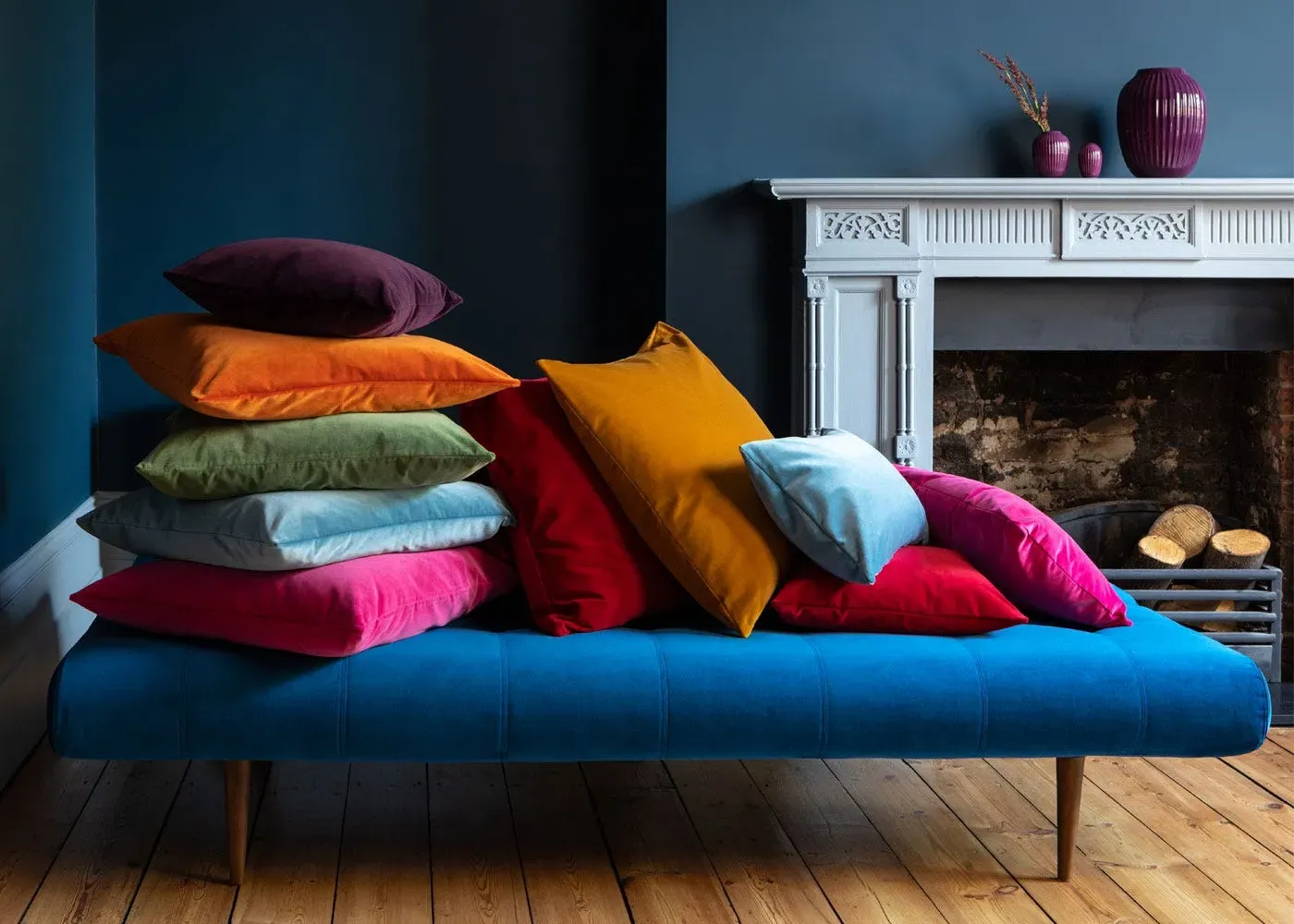 Square Cushion Cover - Rust, Velvet