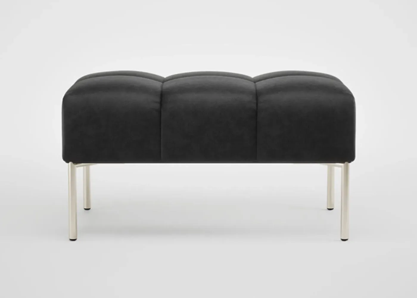Square Ottoman with Black Feet - Blue, Velvet