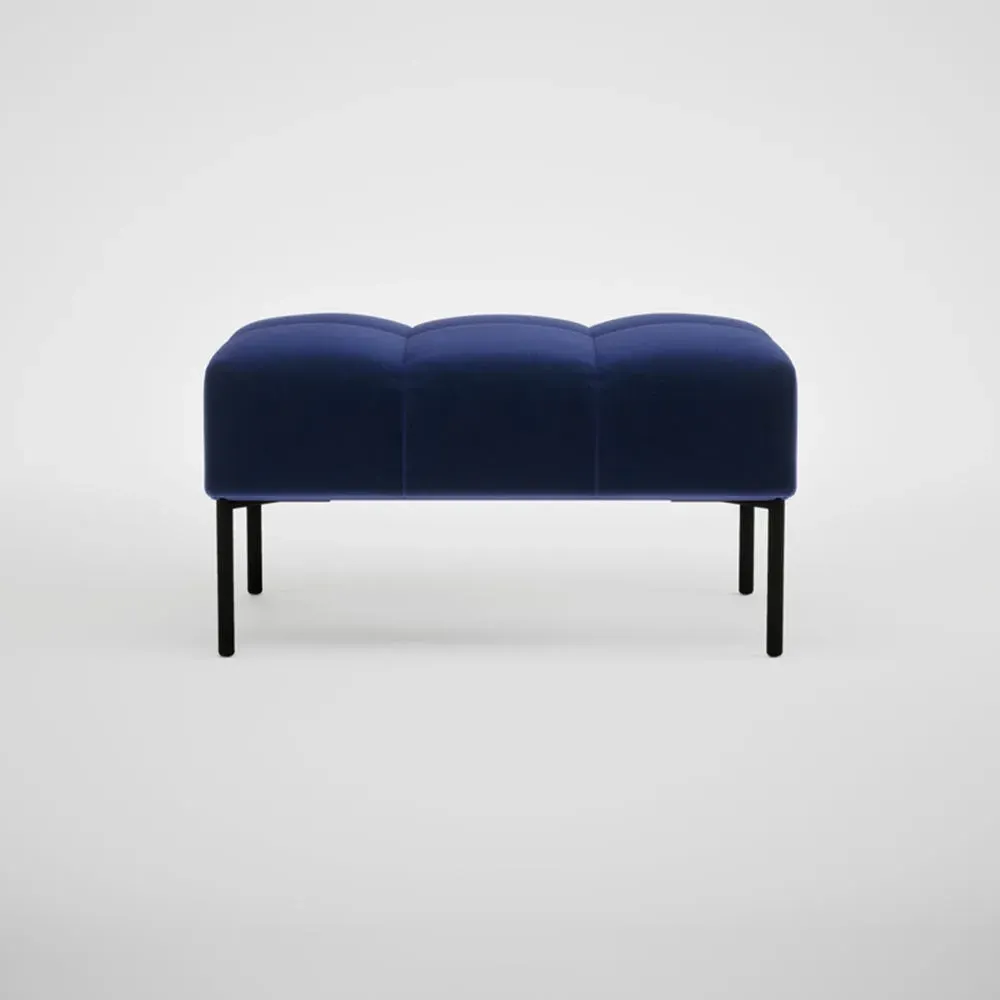 Square Ottoman with Black Feet - Blue, Velvet image