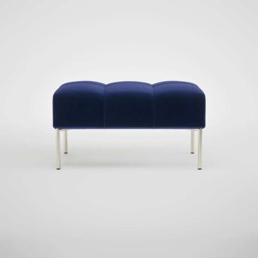 Square Ottoman with Steel Feet - Blue, Velvet image