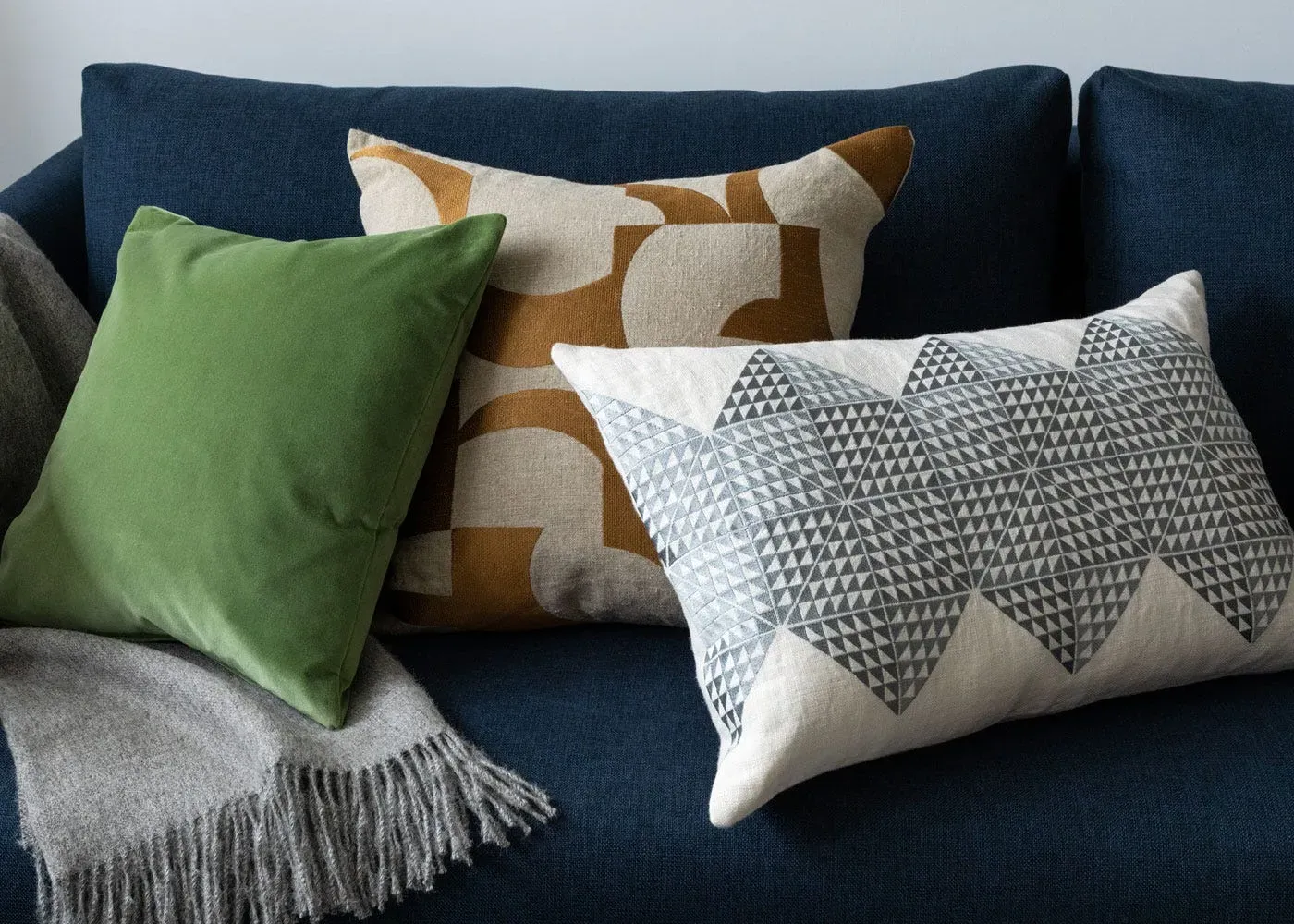 Square Velvet Cushion - Sage Green, Cotton