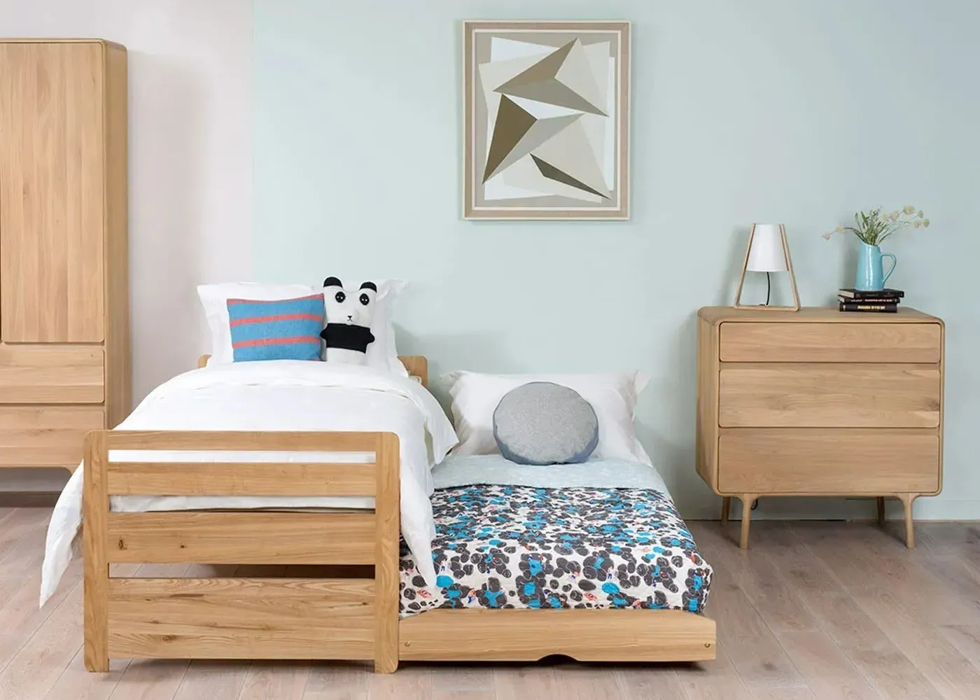 Storage Bed Frame - Light Wood, Solid Oak