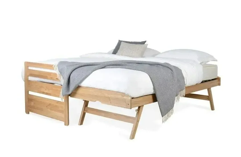 Storage Bed Frame - Light Wood, Solid Oak image