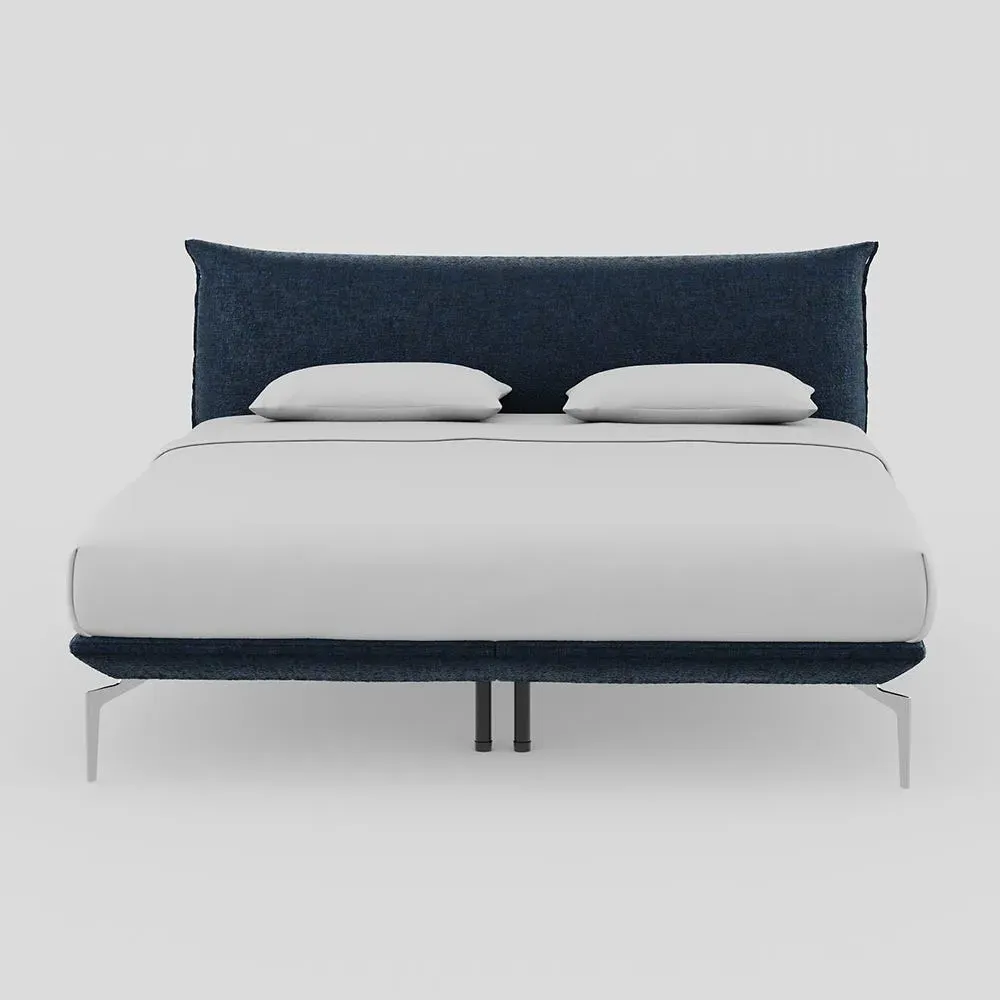Super King Bed Box Spring - Navy, Velvet