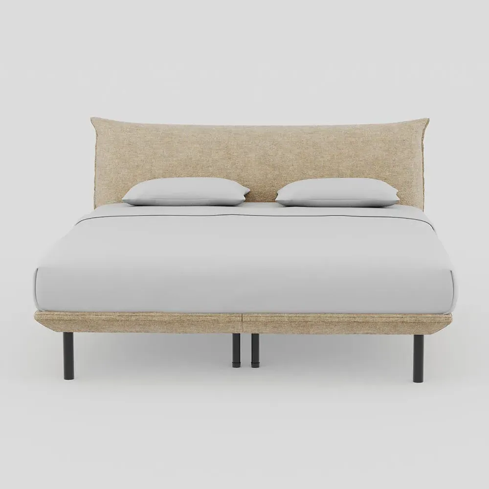 Super King Bed with Black Feet - Almond, Velvet