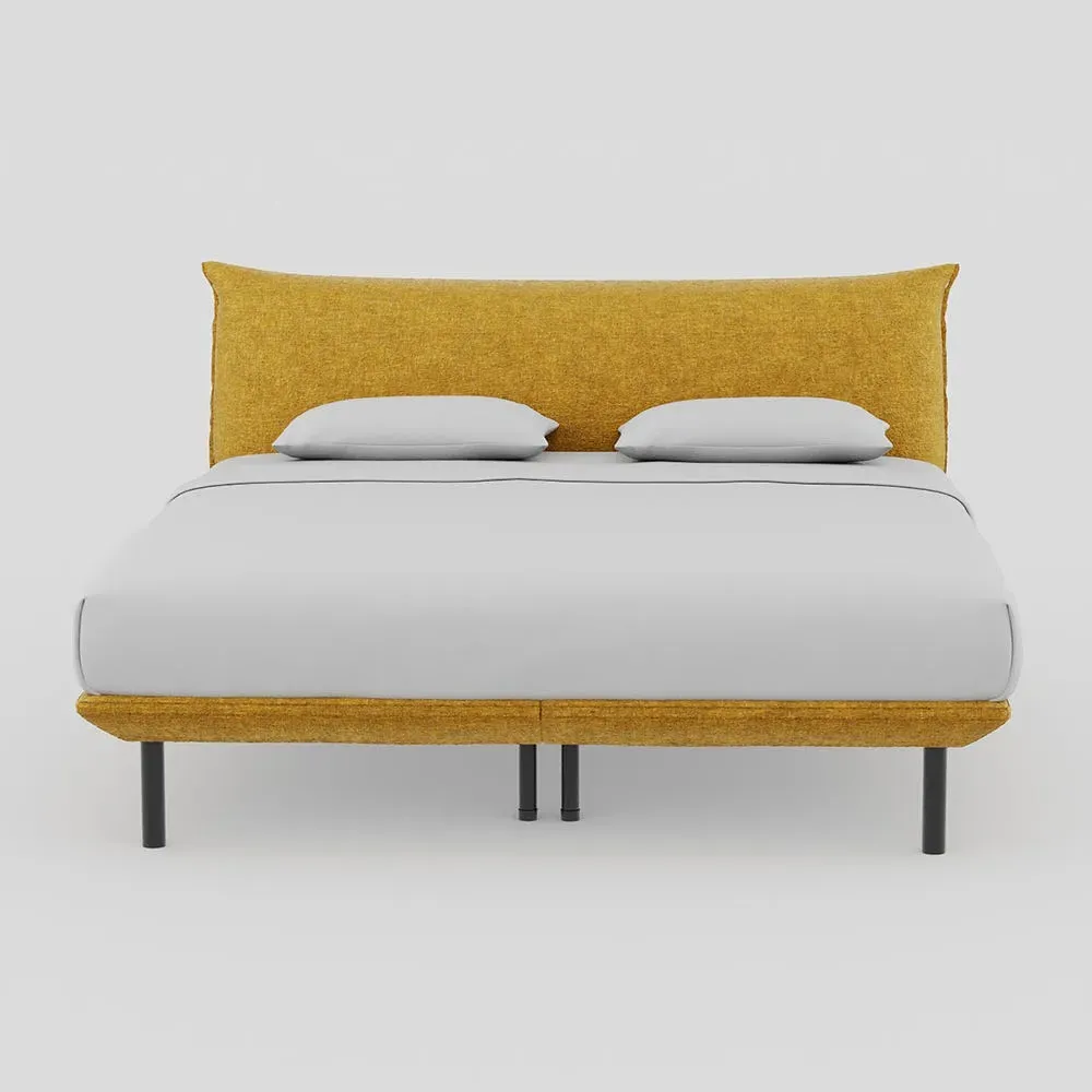 Super King Bed with Black Feet - Corn, Velvet