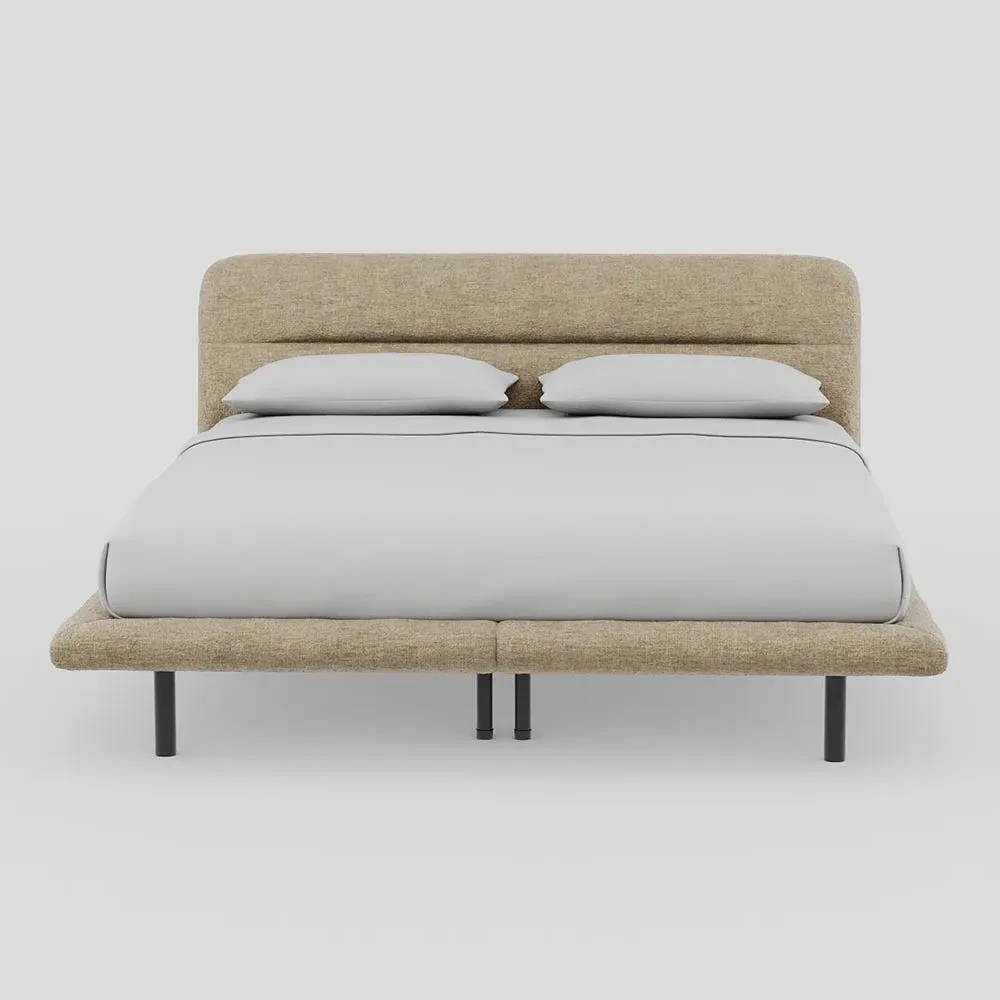 Super King Bed with Black Feet - Natural, Velvet