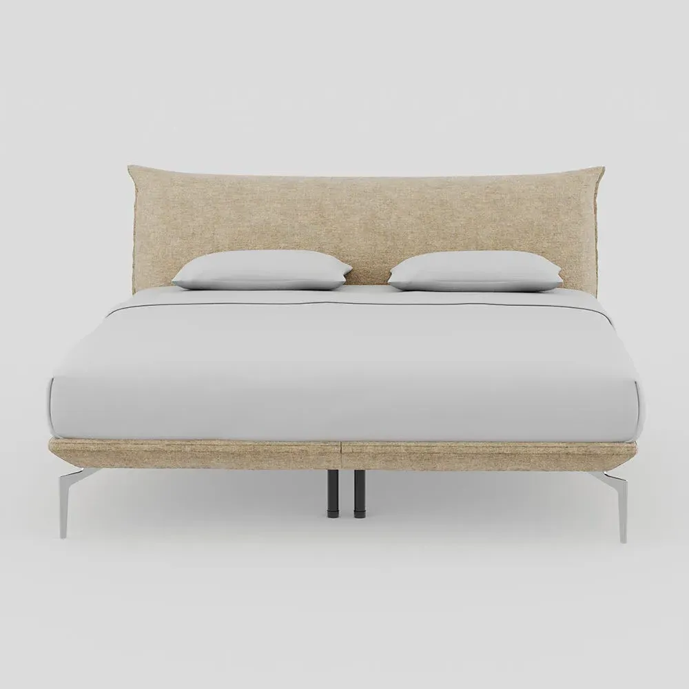 Super King Bed with Chrome Feet - Almond, Velvet