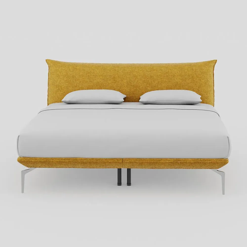Super King Bed with Chrome Feet - Corn, Velvet