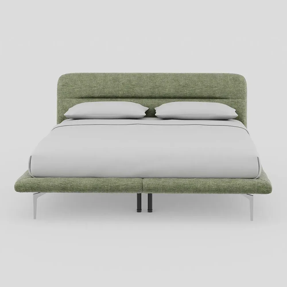 Super King Bed with Chrome Feet - Green, Velvet