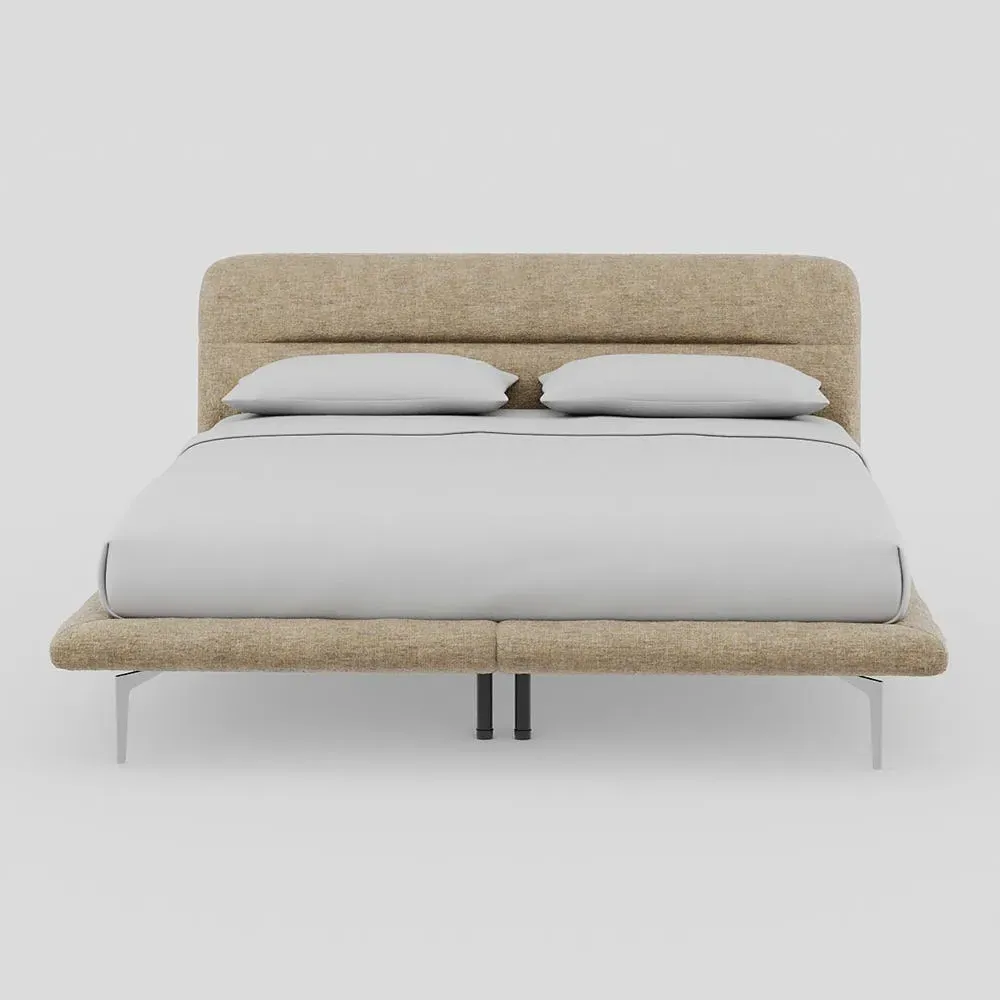 Super King Bed with Chrome Feet - Natural, Velvet