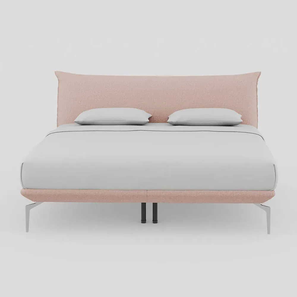 Super King Bed with Chrome Feet - Pink, Cotton