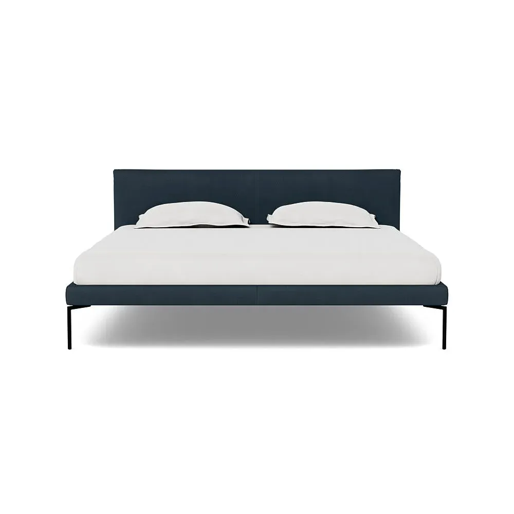 Super King Bed with Curved Headboard - Blue, Cotton