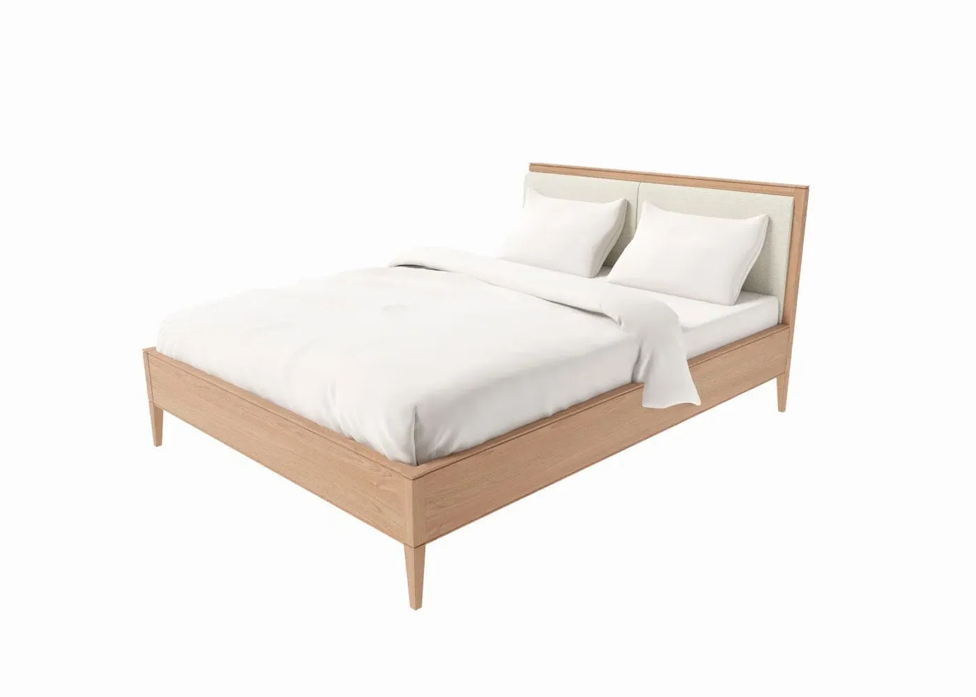 Super King Bed with Headboard - Cream, Oak