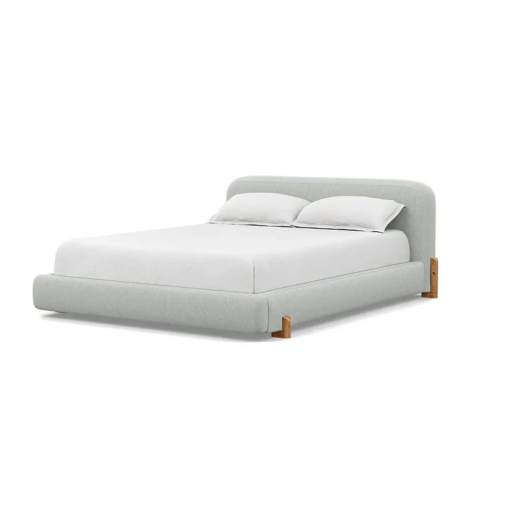 Super King Bed with Oak Feet - Natural, Wool
