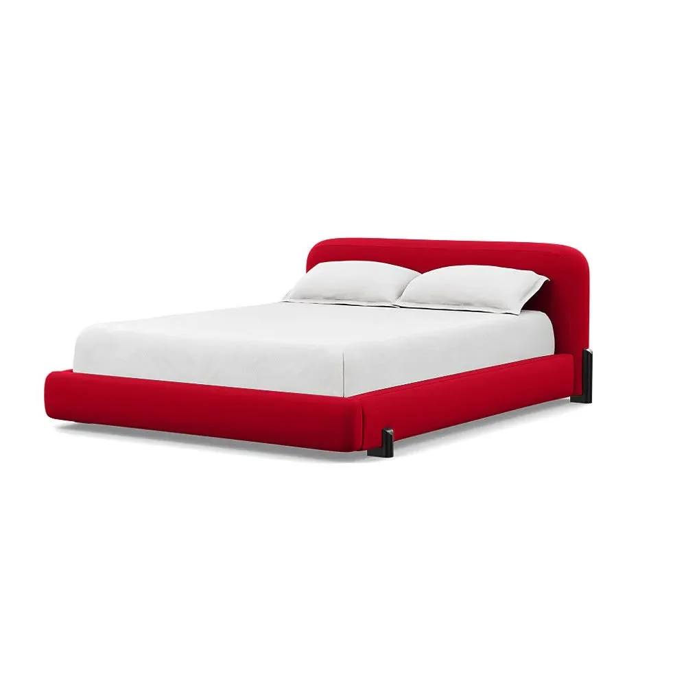 Super King Bed with Painted Feet - Red, Wool