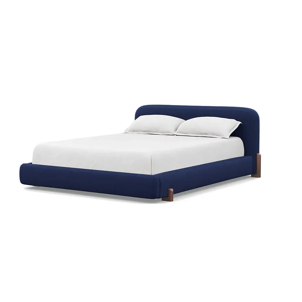 Super King Bed with Stained Feet - Blue, Wool