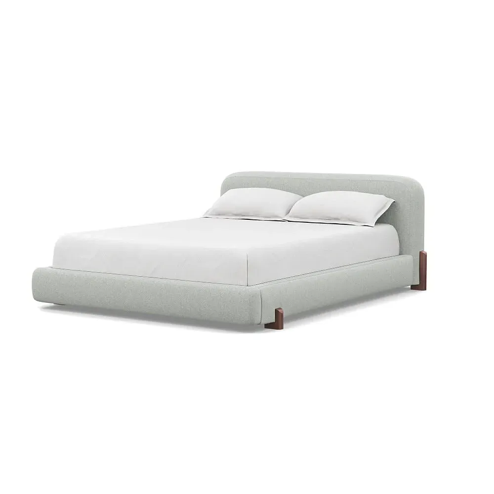 Super King Bed with Stained Feet - Limestone, Wool