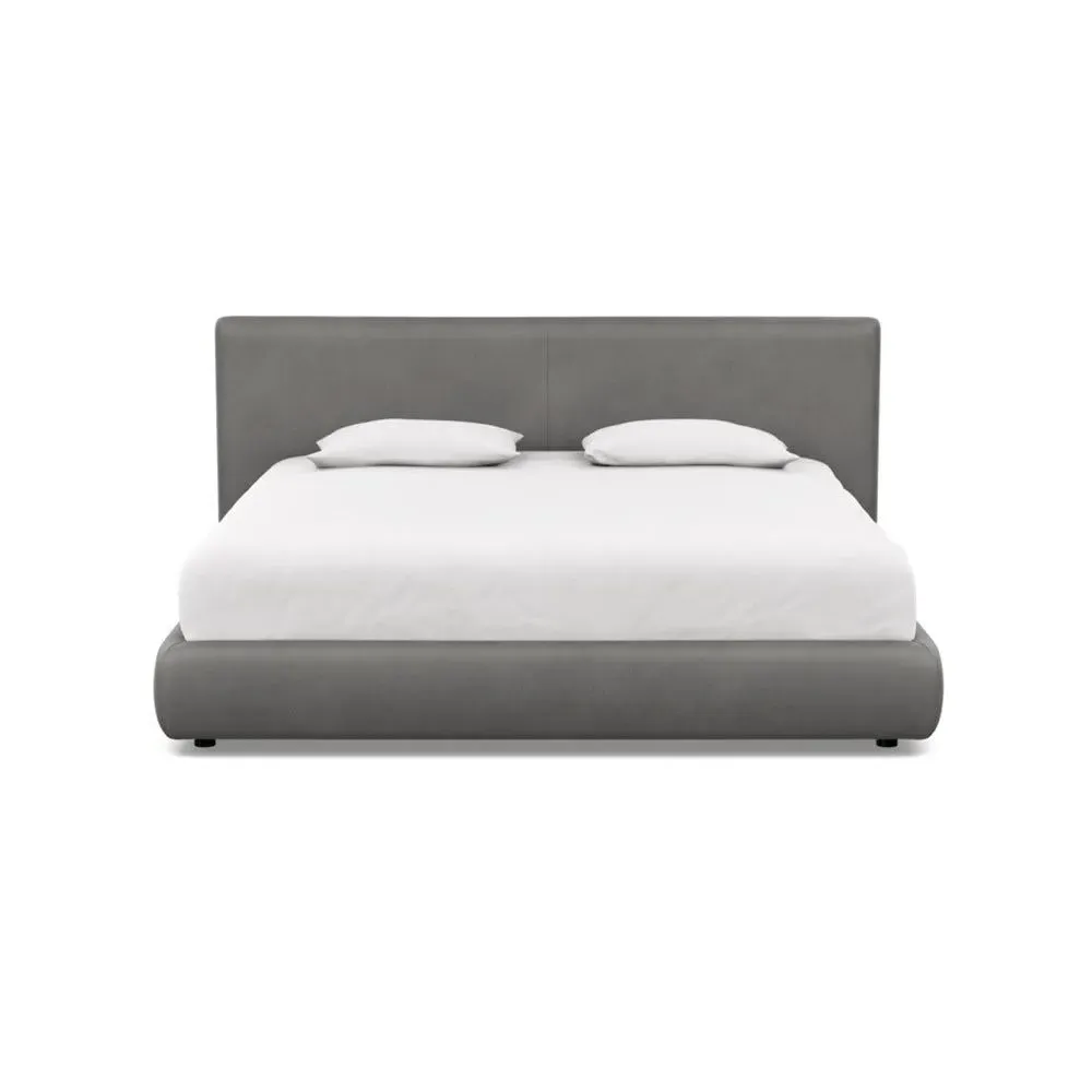 Super King Bed with Storage - Grey, Leather