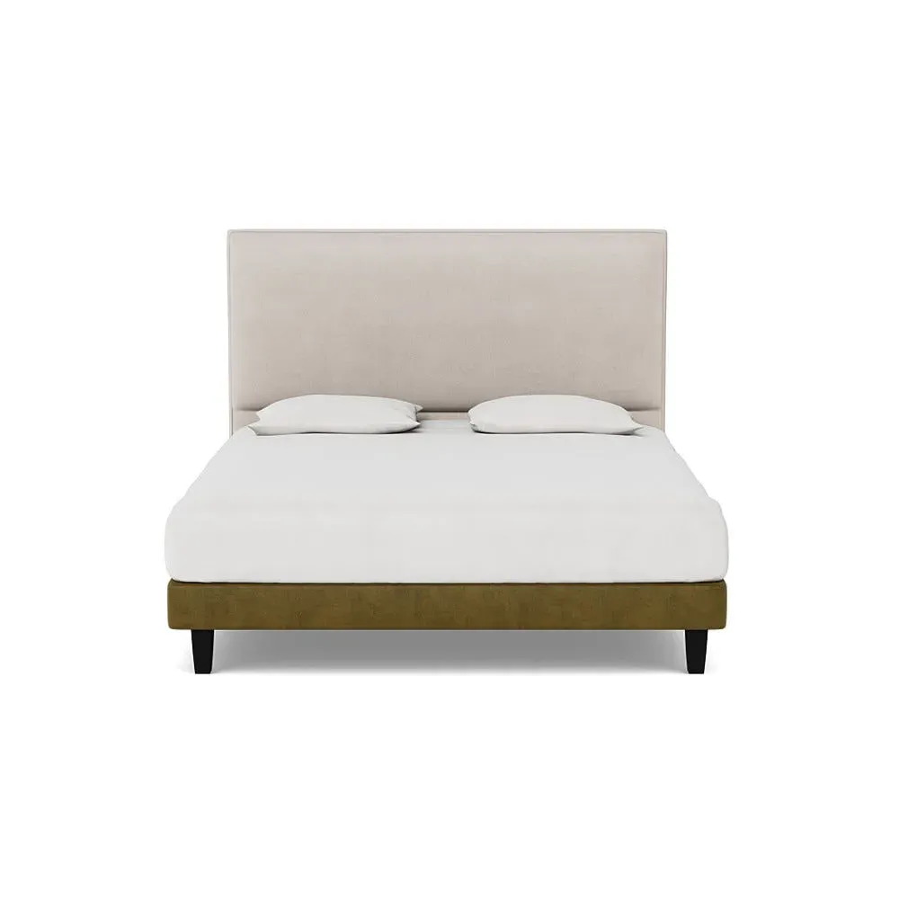 Super King Divan Base with Dark Wood Feet - Green