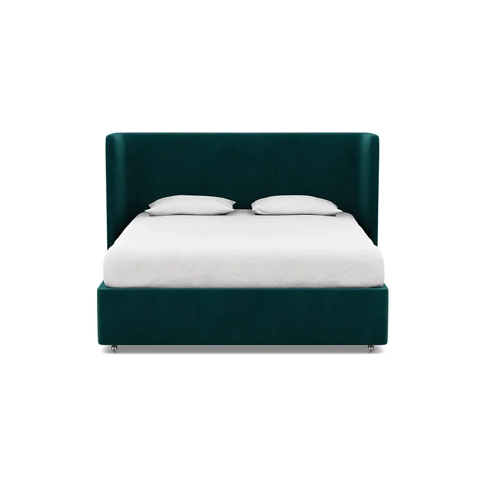 Super King Divan Bed with Storage - Blue, Velvet