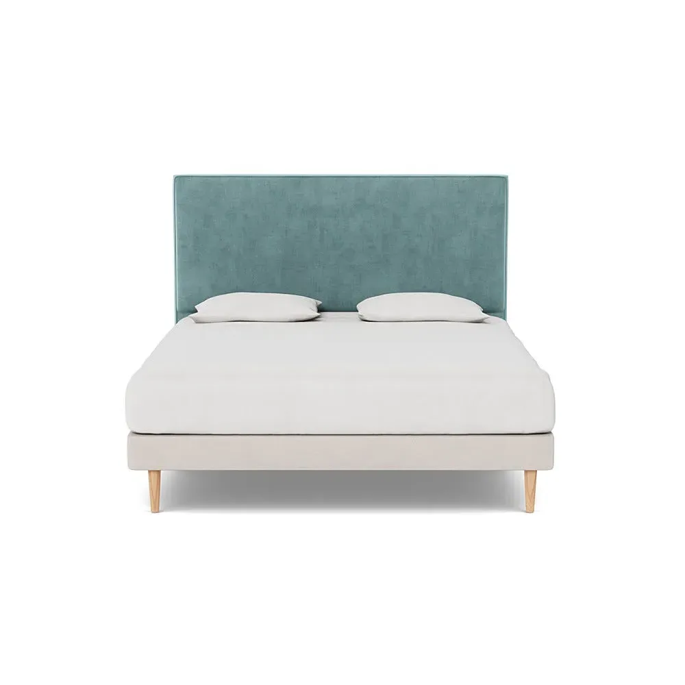 Super King Headboard with Storage - Blue, Velvet