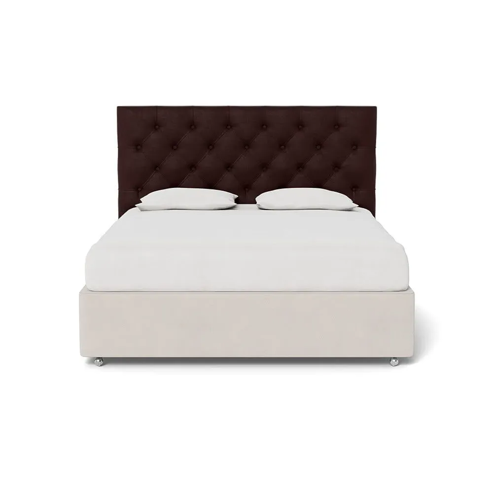 Super King Headboard with Storage - Brown, Velvet