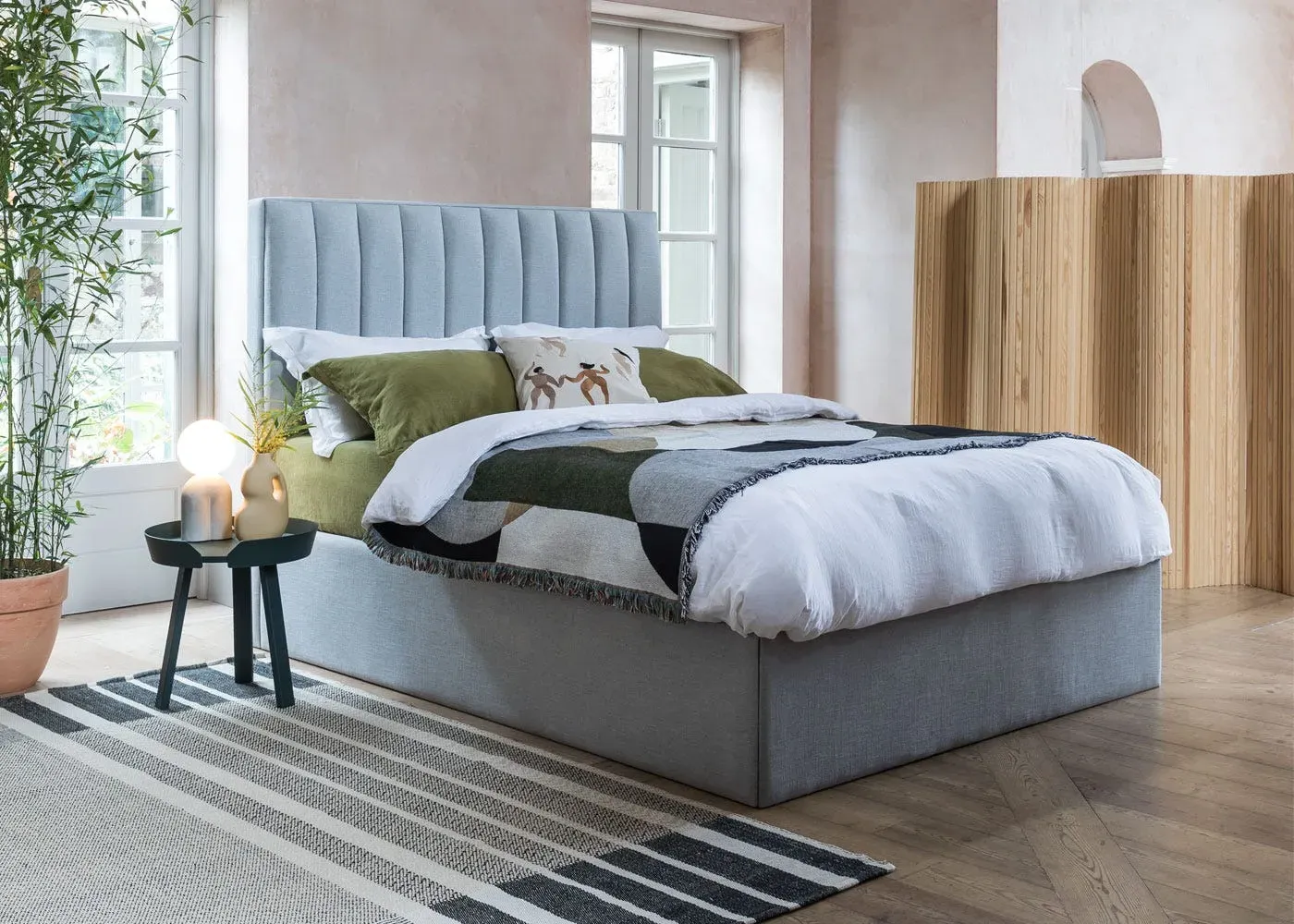 Super King Headboard with Storage - Green, Velvet