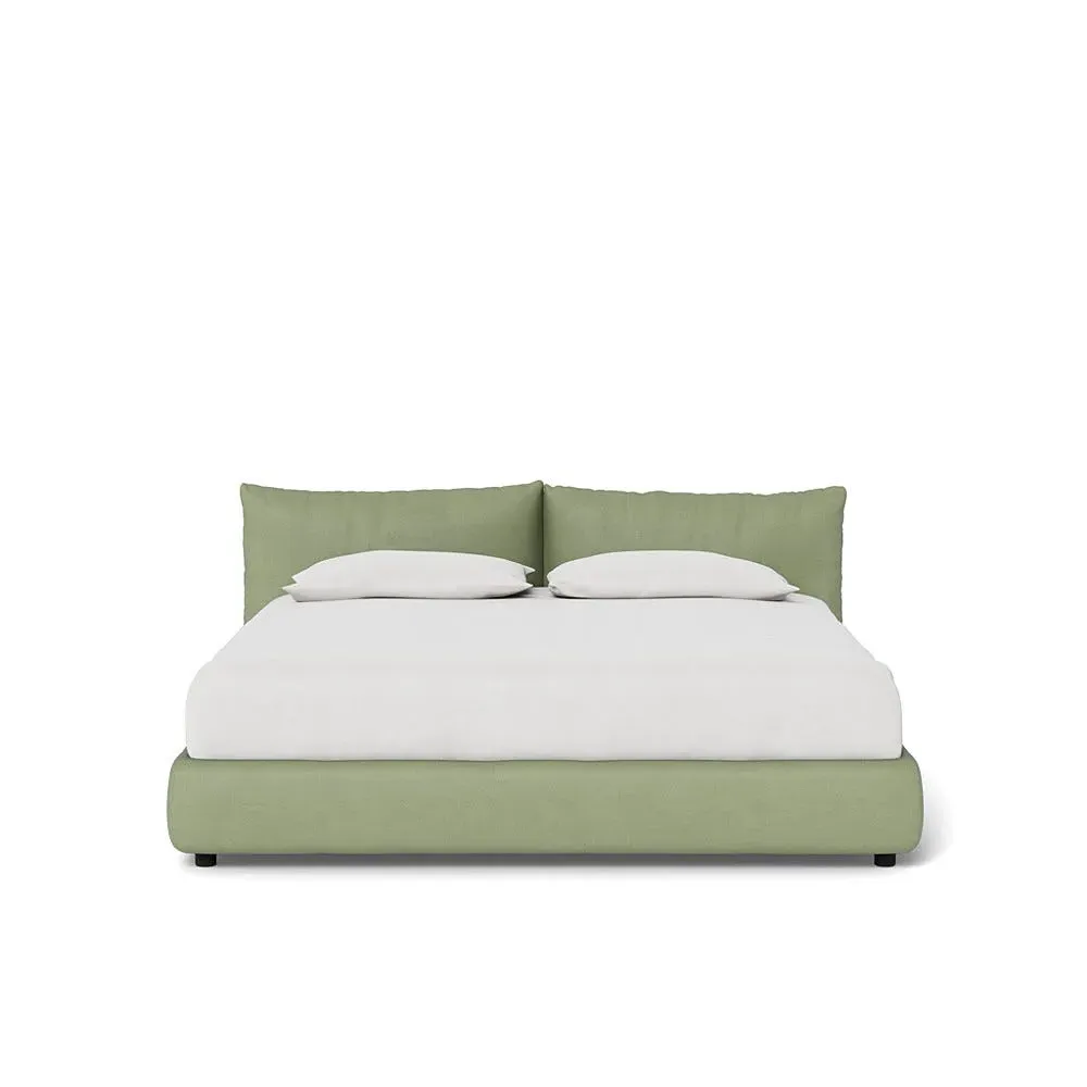Super King Pillow Storage Bed - Green, Cotton