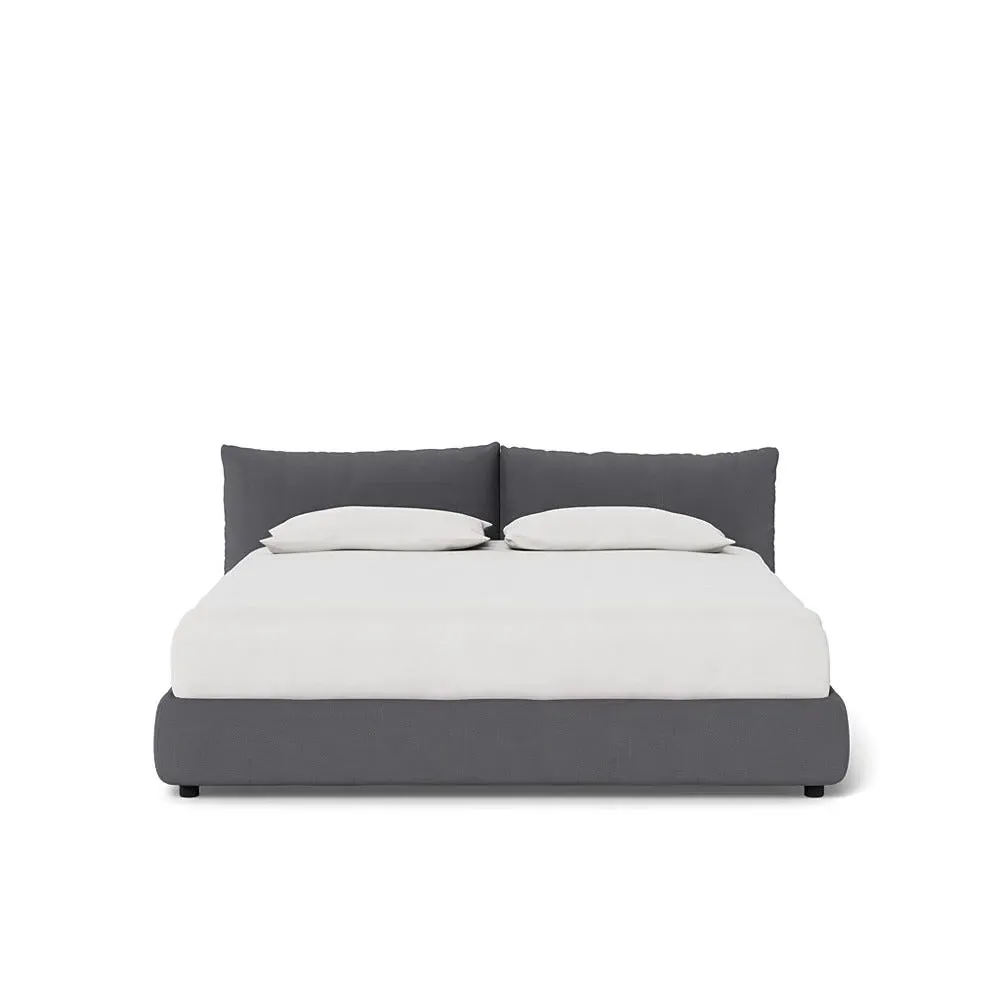Super King Pillow Storage Bed - Grey, Fabric