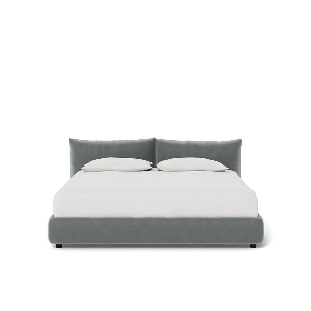 Super King Pillow Storage Bed - Grey, Velvet