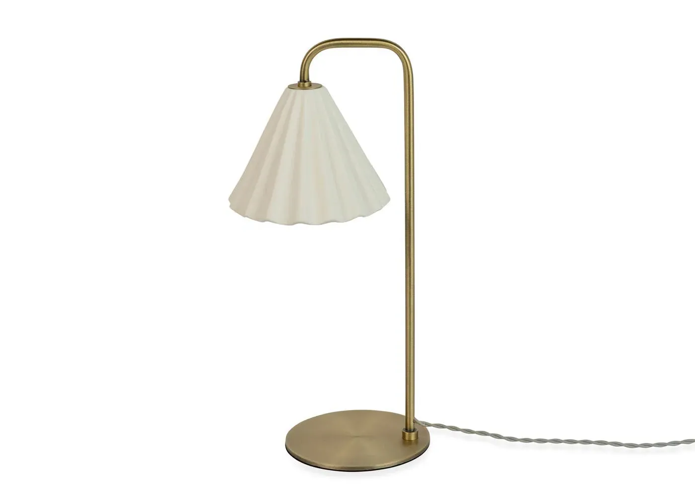 Table Lamp with Brushed Gold - White, Porcelain image