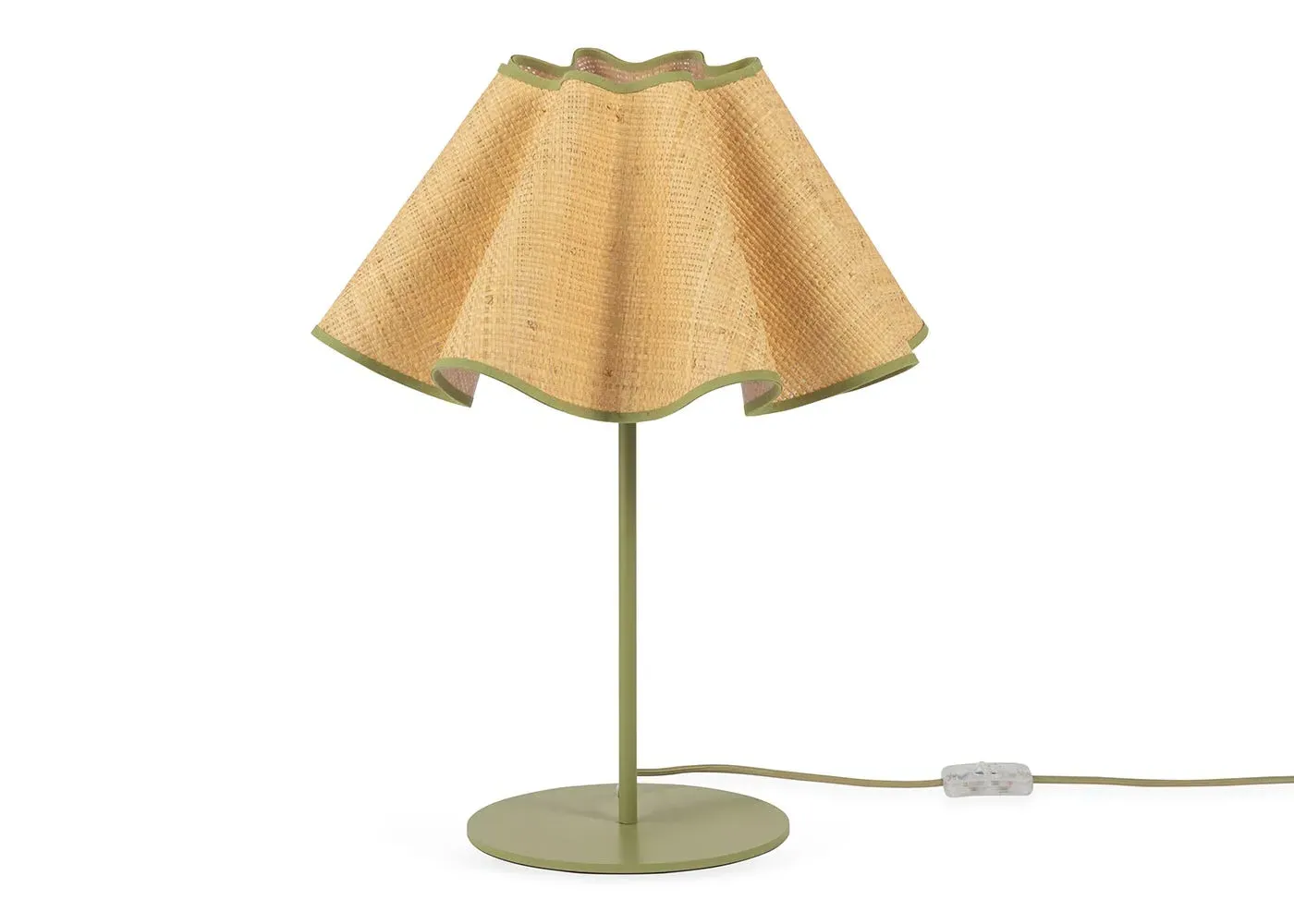 Table Lamp with Raffia Shade - Green, Natural image