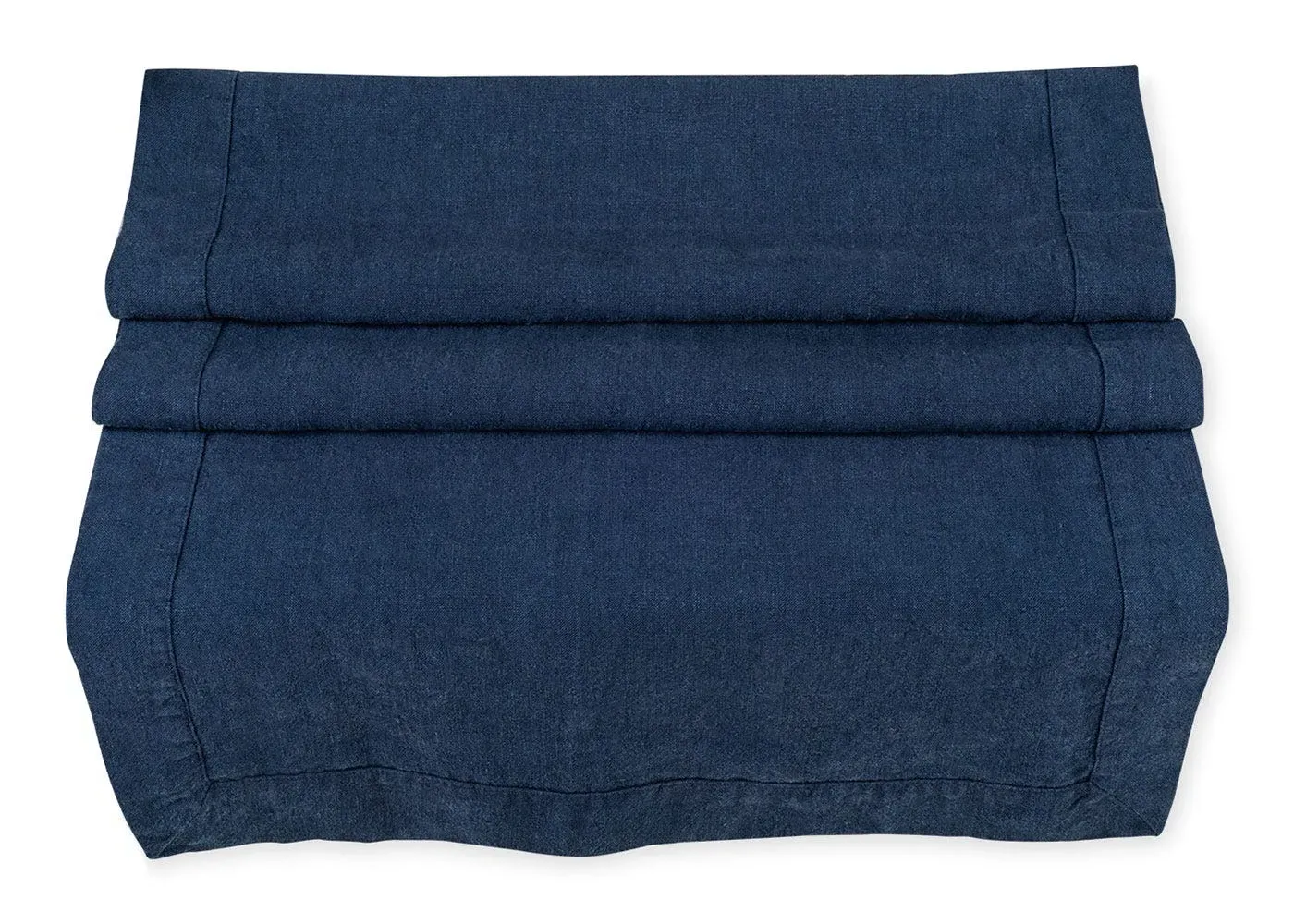 Table Runner with Hand Sewn Borders - Blue, Linen image