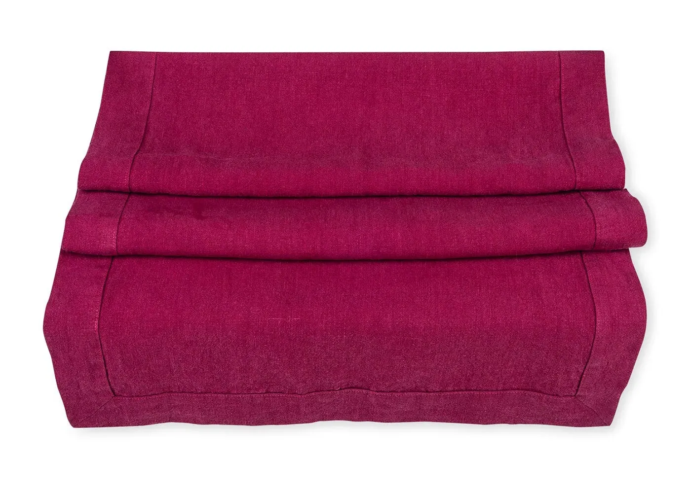 Table Runner with Hand Sewn Borders - Red, Linen