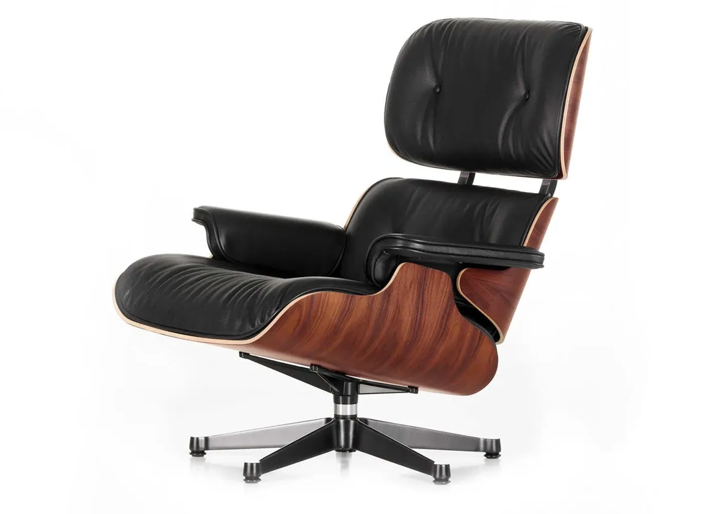 Tall Lounge Chair & Ottoman - Black, Leather