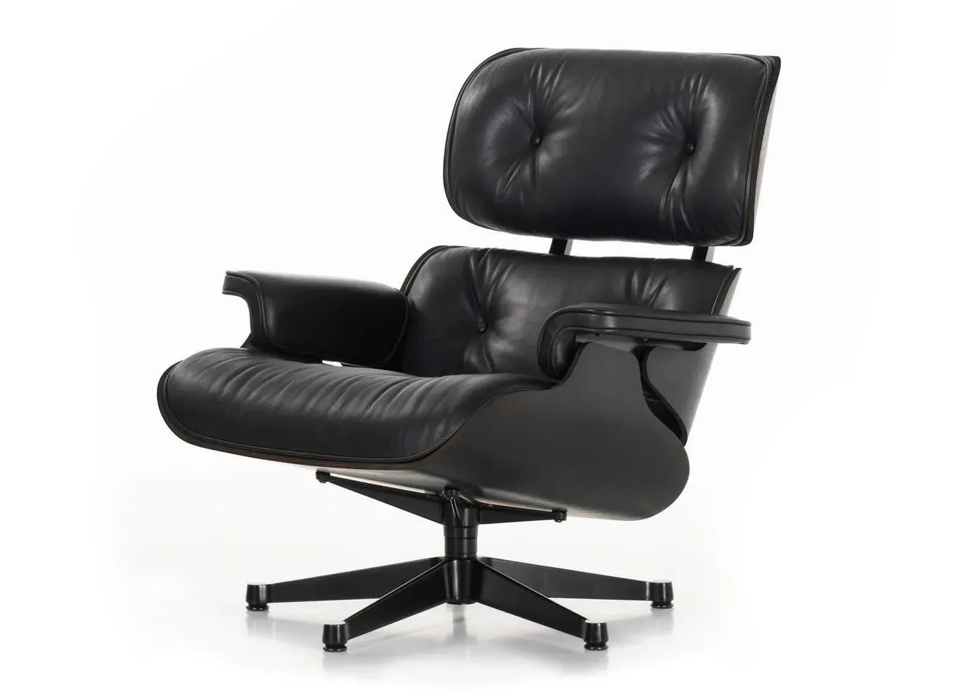Tall Lounge Chair & Ottoman - Black, Leather image